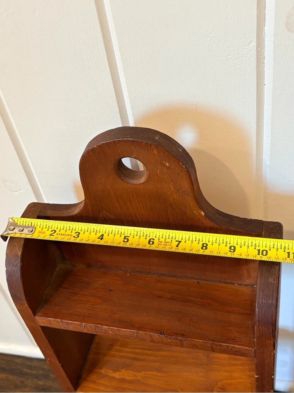 Vintage Brown Wooden Wall Shelf | Rustic Farmhouse Country Cottage Decor